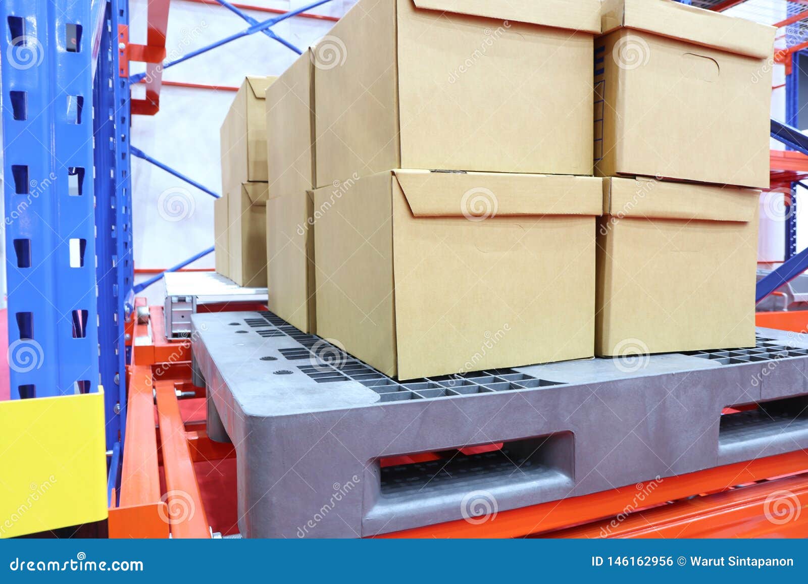 Row of Cotton Boxes Kept in Warehouse Shelves Stock Photo Image of