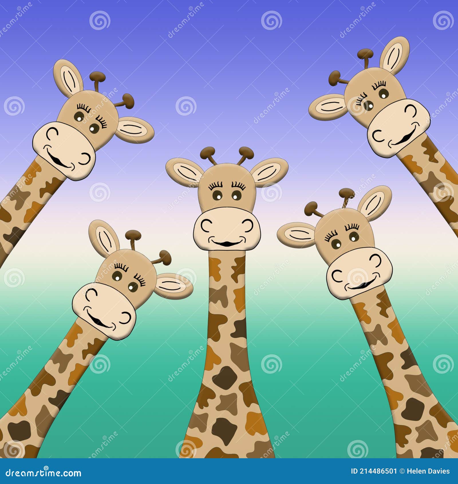 A Row of Cute Cartoon Giraffes Stock Illustration - Illustration of giraffe,  comic: 214486501