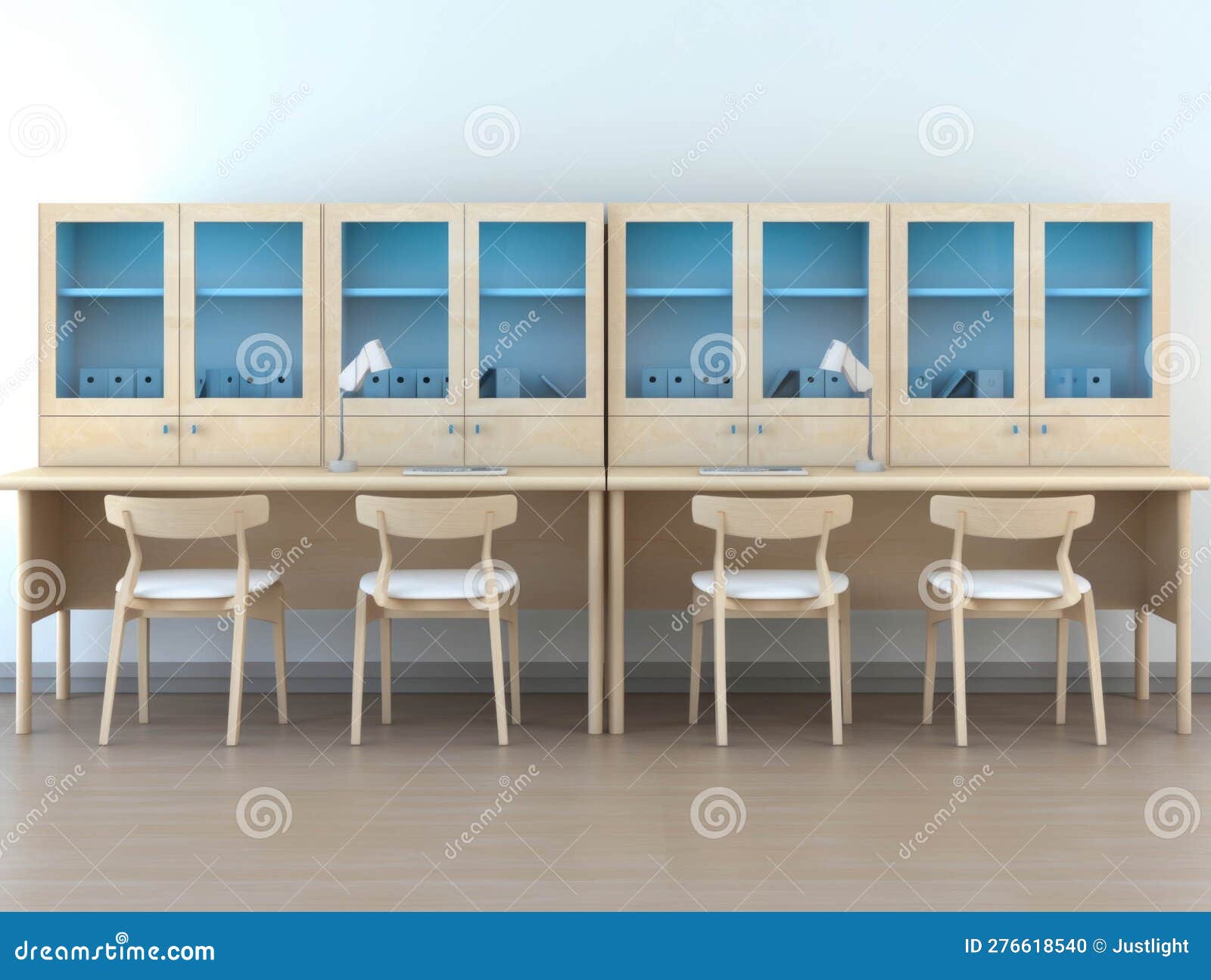 a row of desks with the furthest desk from the camera missing the necessary supplies to participate.. ai generation