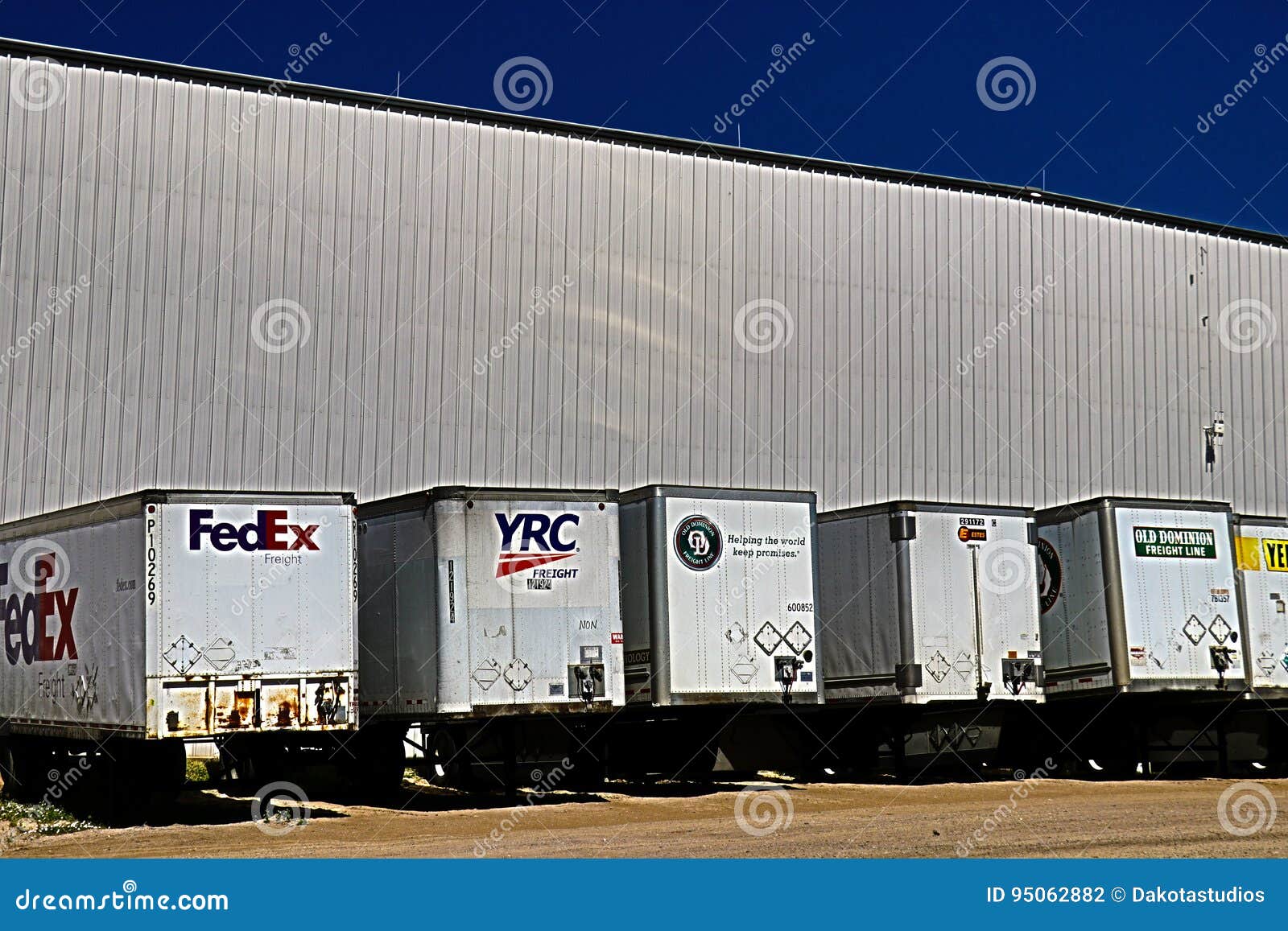 Row of Dropped Trailers at a Warehouse Editorial Photography Image of