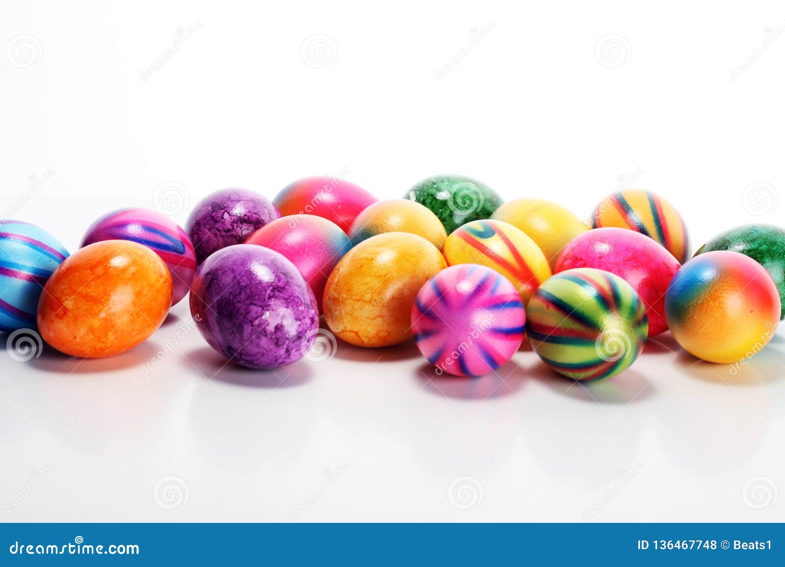 Row of Easter Eggs on Table. Easter Decoration Stock Photo - Image of ...