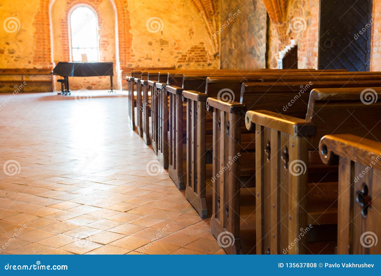 Row of Empty Seats in Church Stock Photo Image of religion, pews