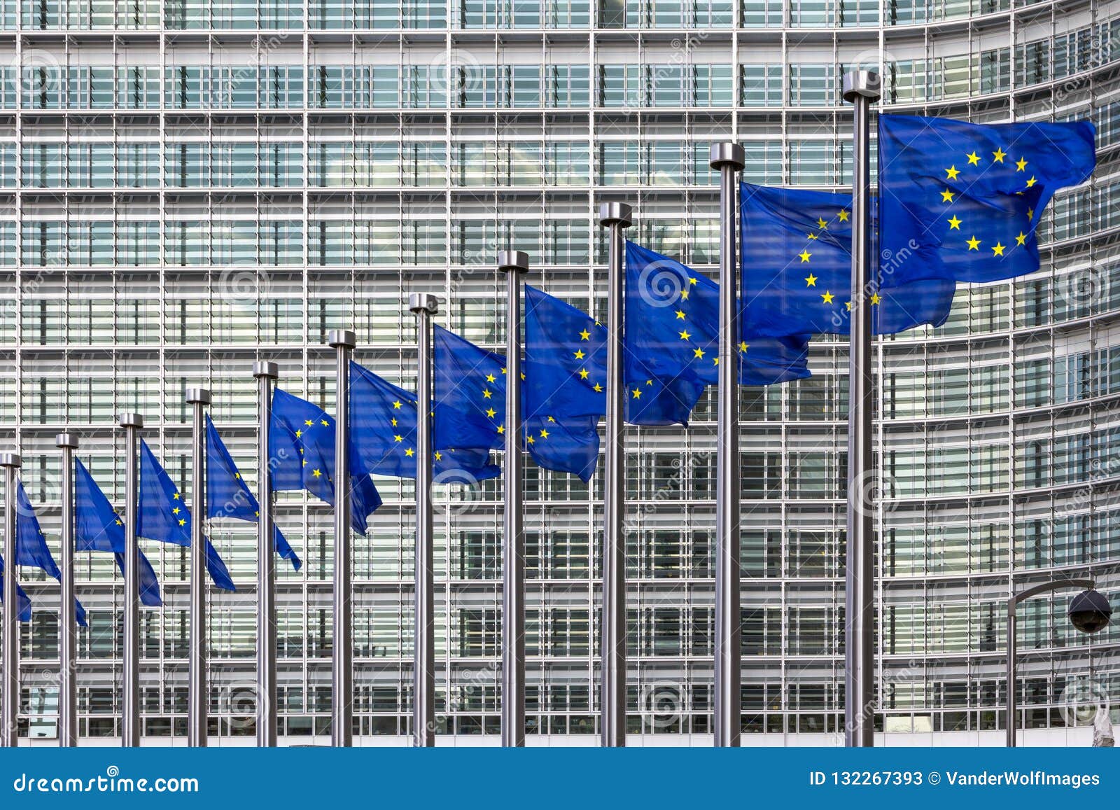 eu flag in european union building brussels