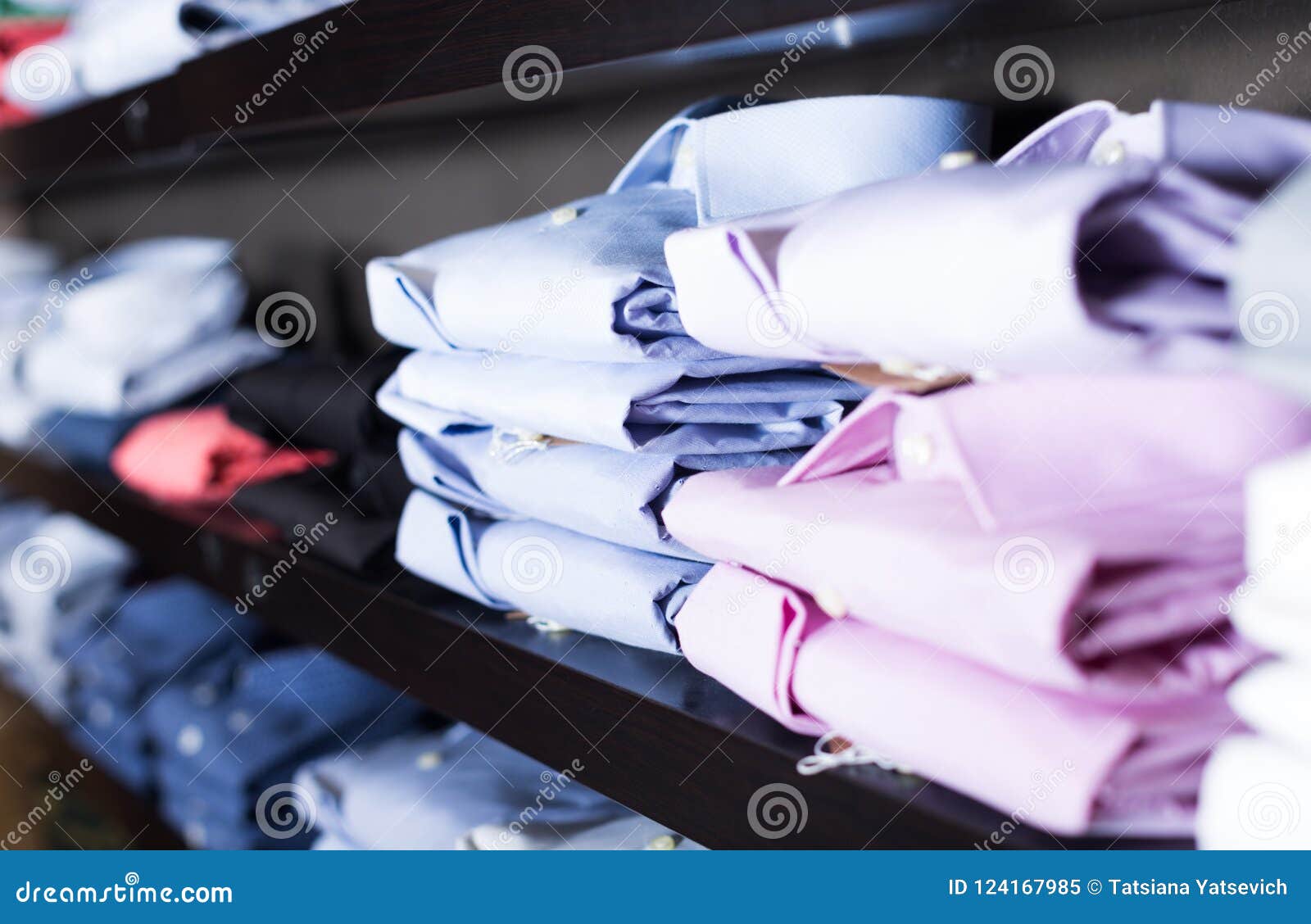 Row of Shirts on Shelfs in Men Clothing Store Stock Image - Image of ...