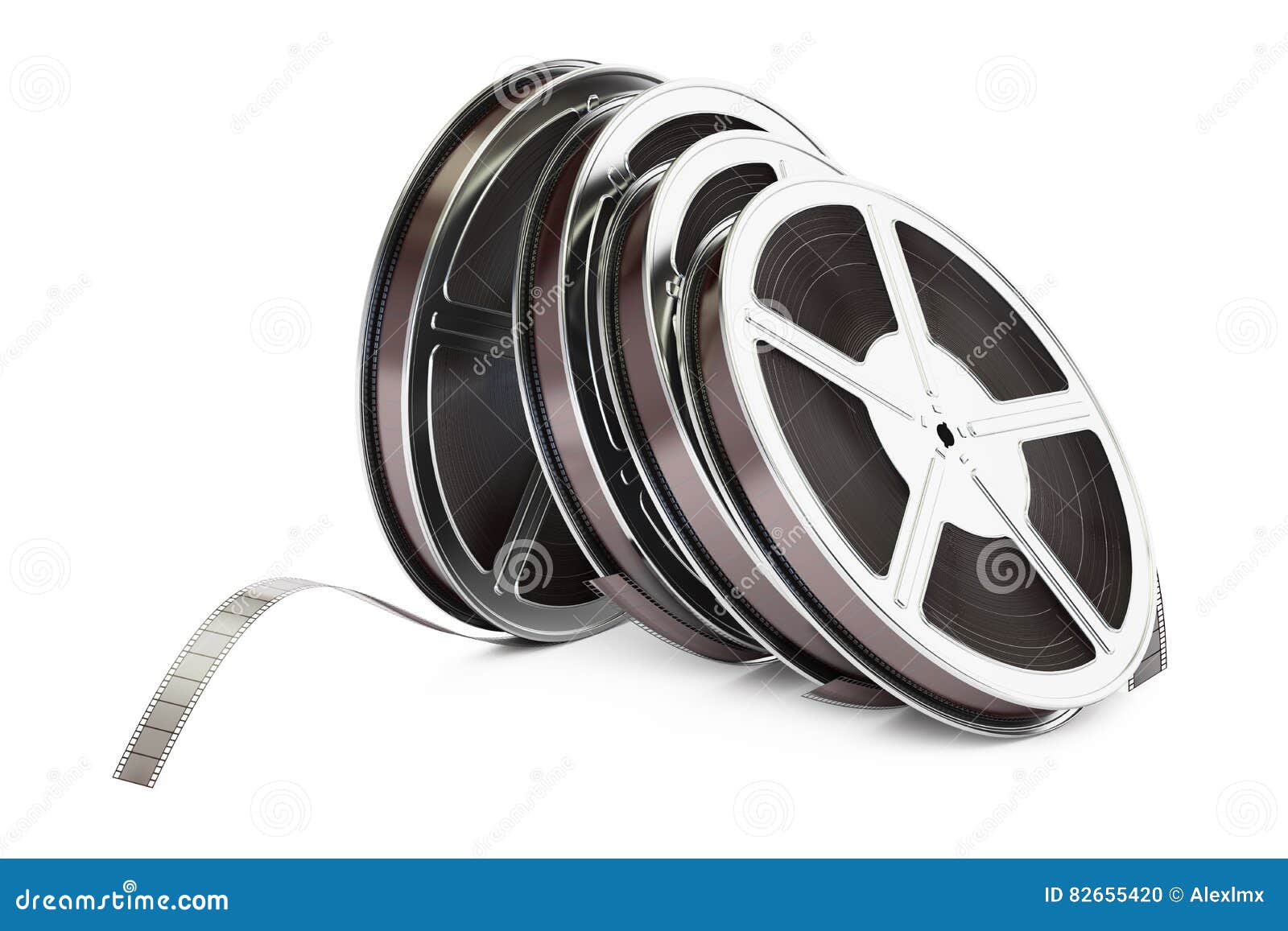 Old photo camera or film reels and strips box isolated con. Vector