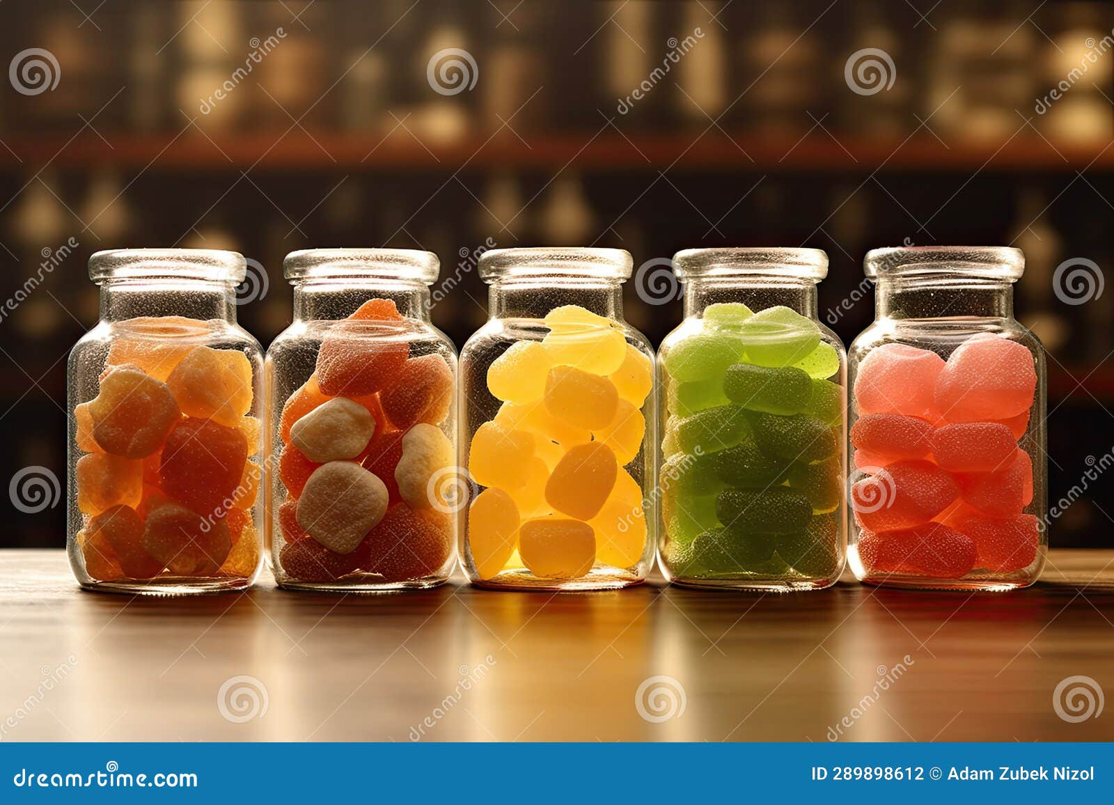 A Row of Glass Jars Filled with Candy Stock Illustration - Illustration ...