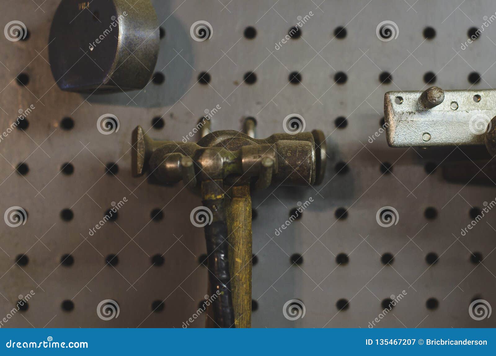 A Row of Hanging Hammers in the Shop Stock Image Image of inside