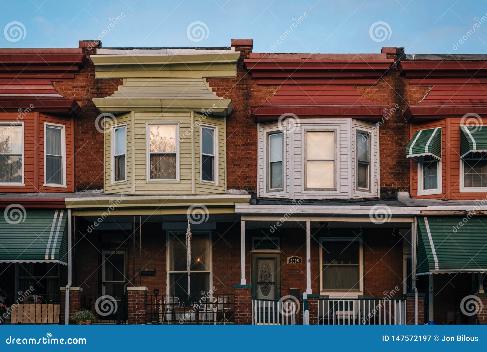 Row Homes in Remington, Baltimore, Maryland Stock Image Image of