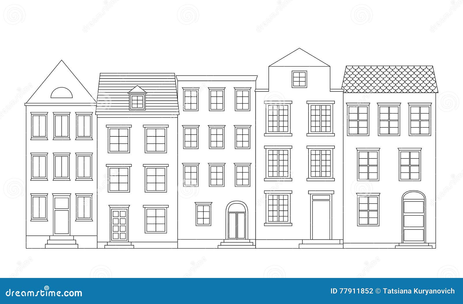 Row Of Houses Vector Illustration Stock Vector 