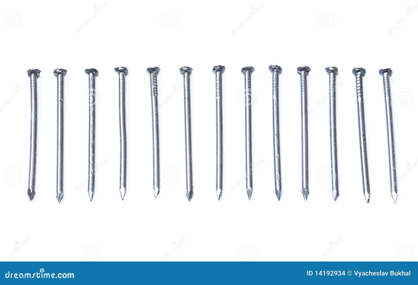 Row of Iron Nails Isolated on White Stock Photo Image of carpenter