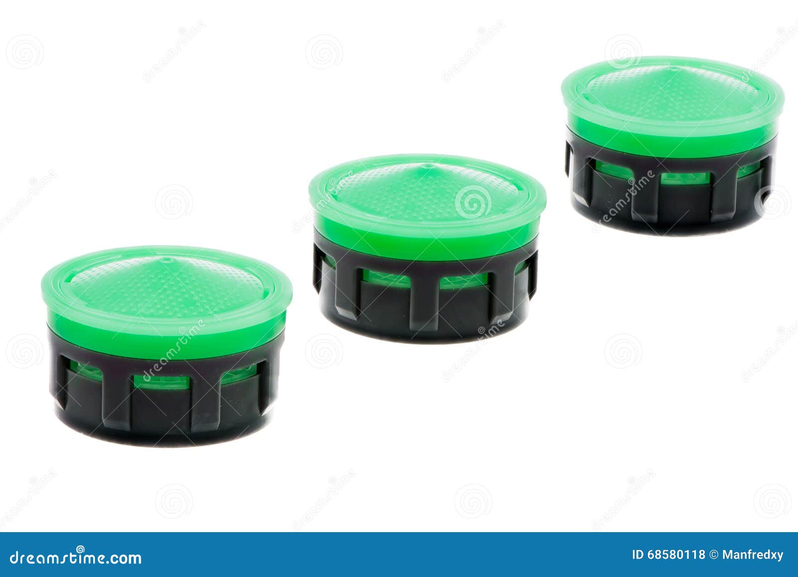 Row of Isolated Plastic Faucet Aerators Stock Photo Image of isolated