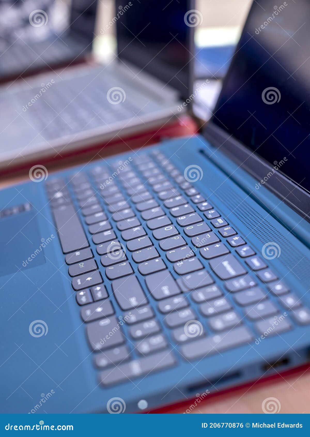 A Row of Laptops for Sale at a Computer Store Stock Photo Image of