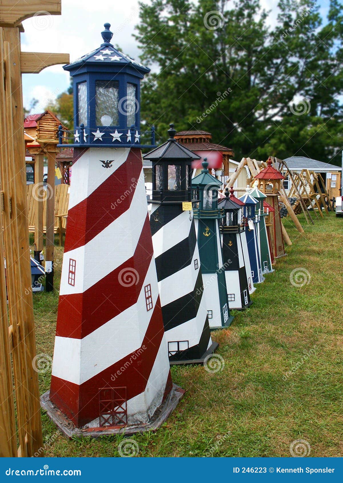 Row of lighthouses stock image. Image of garden, ornamental 246223