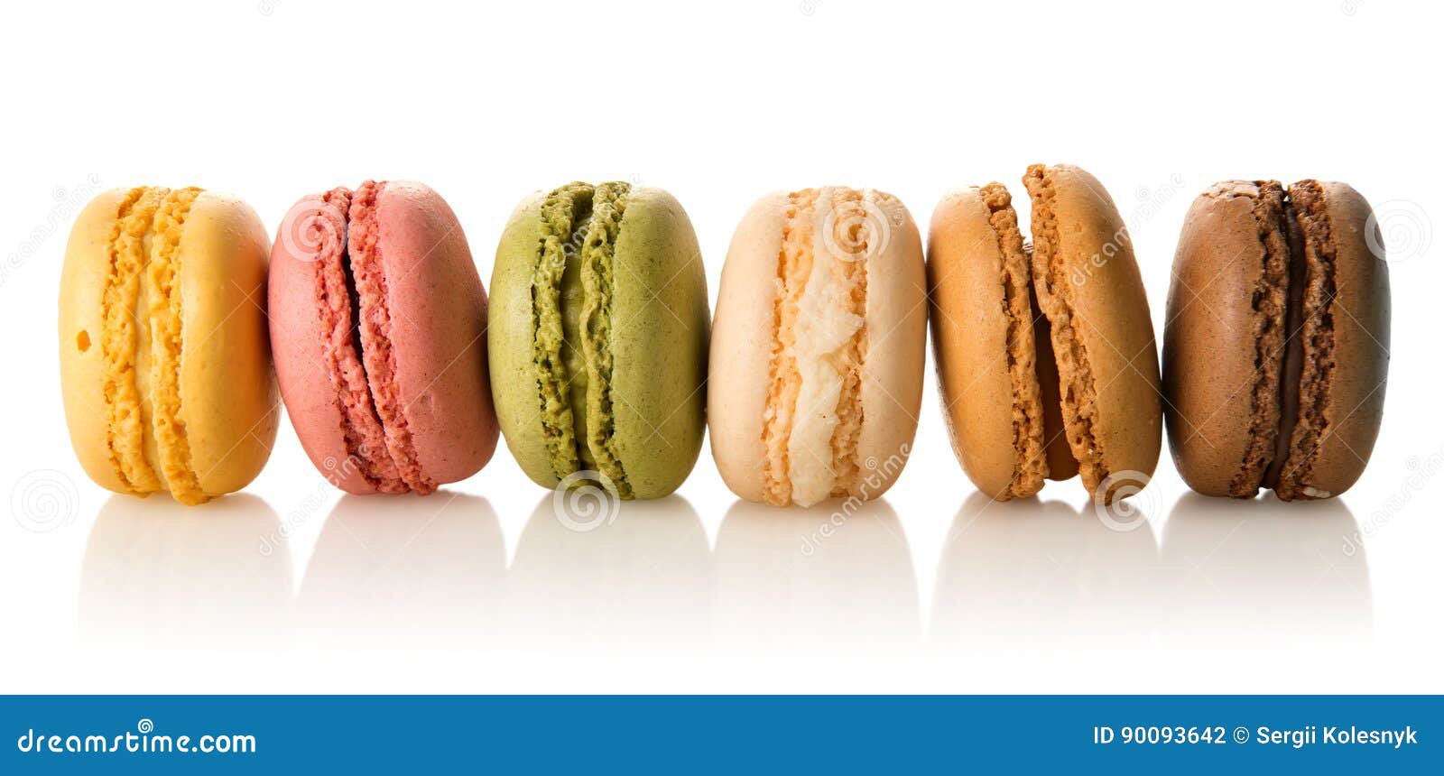 Row of macarons stock photo. Image of caramel, dessert - 90093642