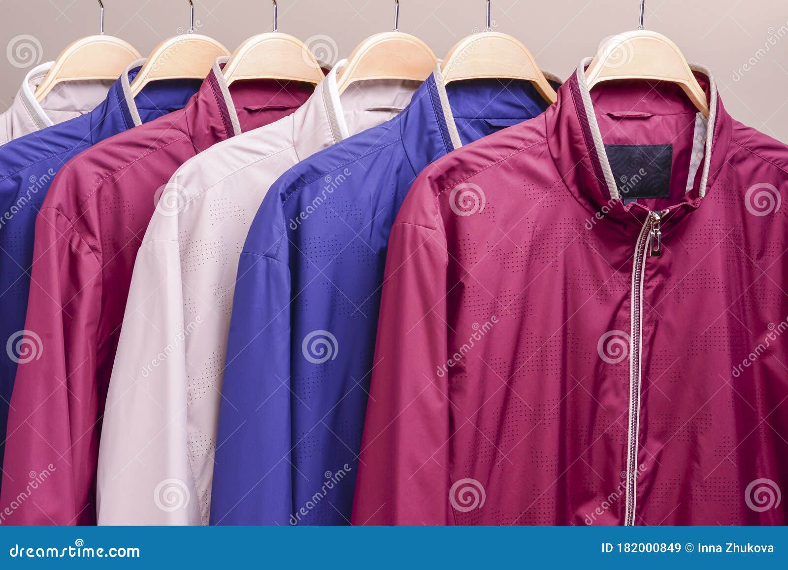 Row of Many Different Colorful Hoodie Jackets, Sport Jackets for Men ...