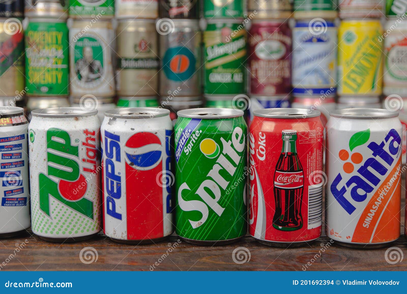 The Row of Most Popular Soft Drinks on the World in Retro Aluminium Cans  Pepsi, Fanta, Cola, 7-up, Sprite with a Background of Editorial Stock Image  - Image of aluminium, drink: 201692394