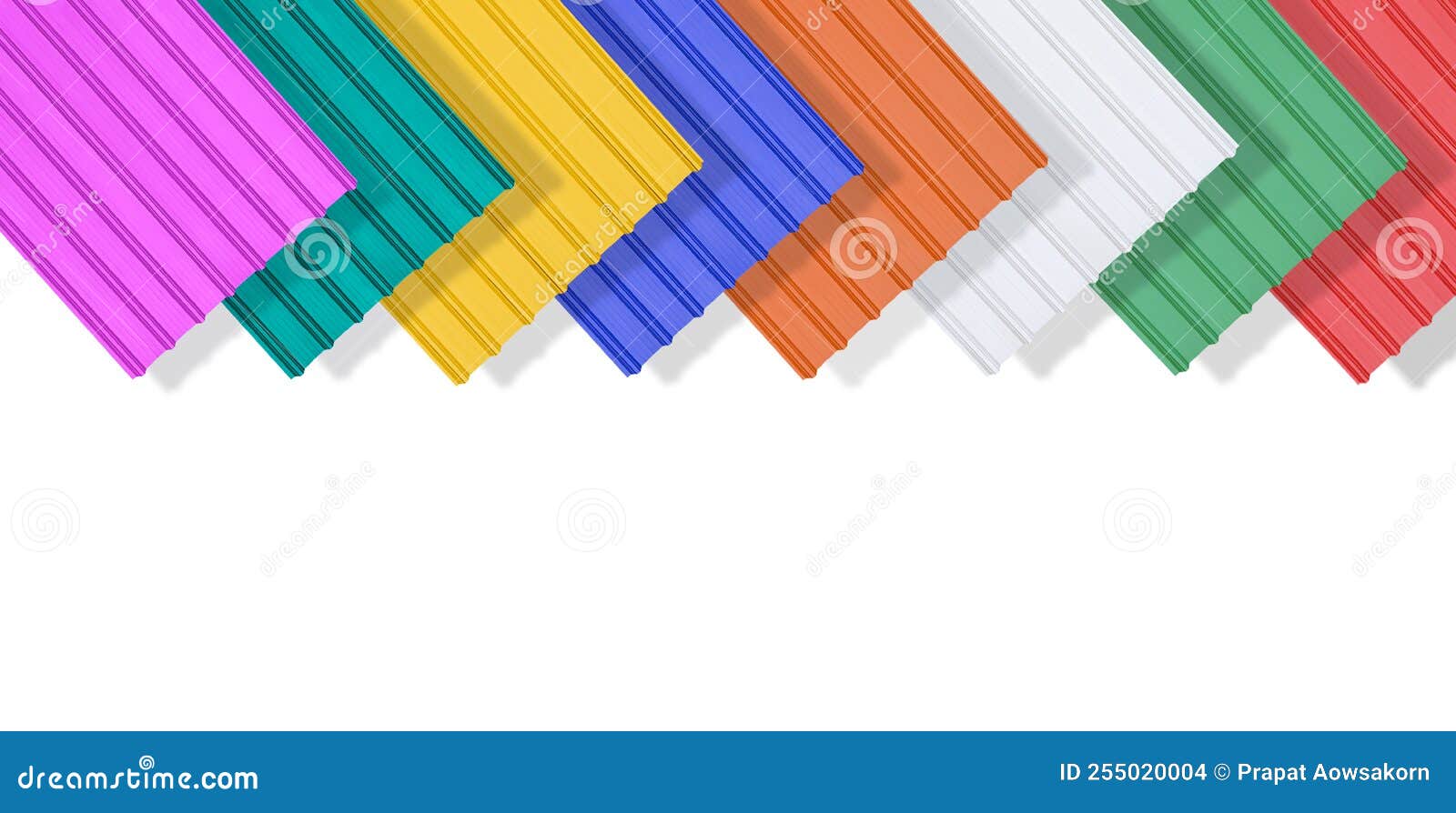 Row of multicolored corrugated metal sheets for roofing on display stand  Stock Photo by aowsakornprapat