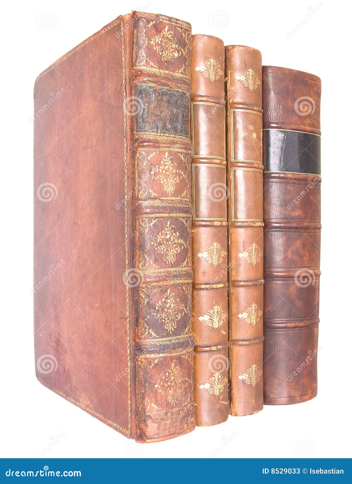 Row of Old Leather Bound Books Stock Image Image of isolated, leather