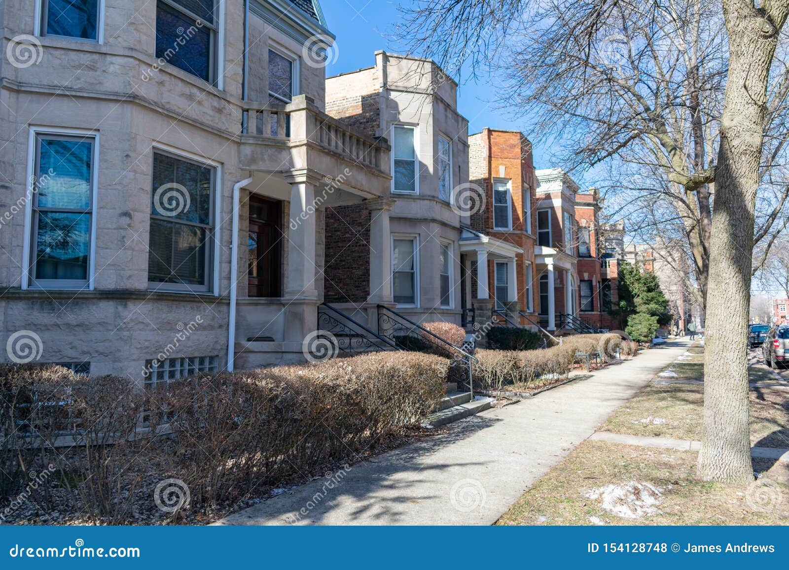 Row of Homes in Logan Square Chicago Stock Photo Image of
