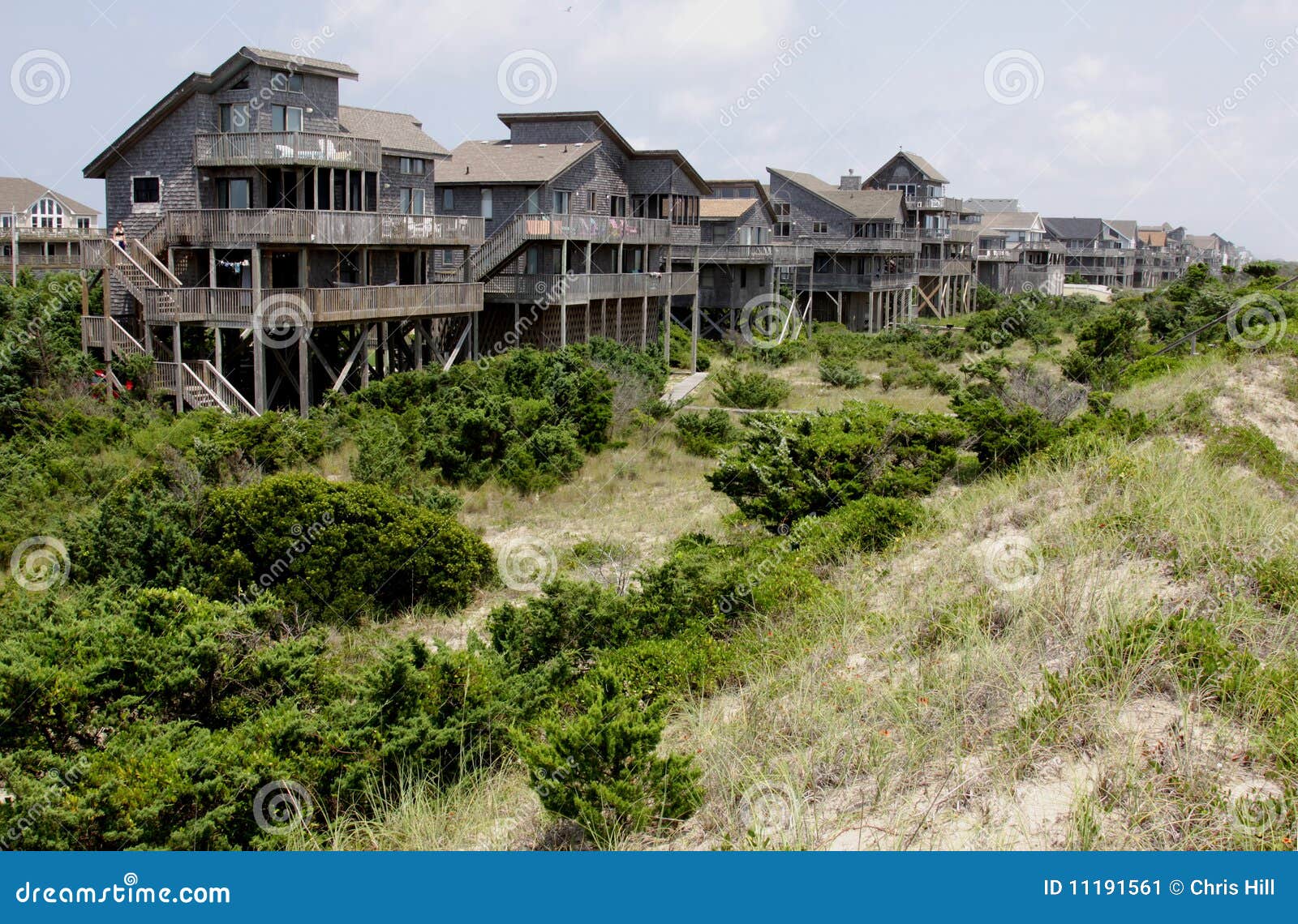 Row Outer Banks Beach Houses Stock Image Image of path, carolina