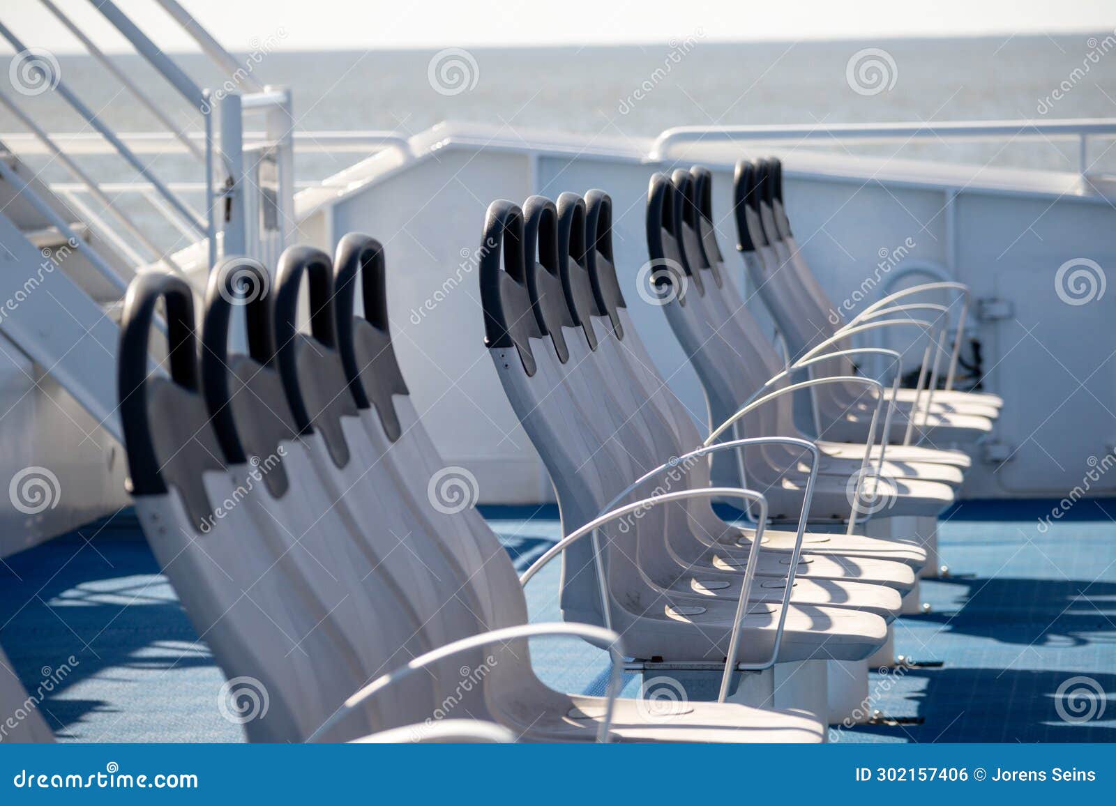 A Row of Passenger Chairs on the Ship S Deck Stock Photo Image of