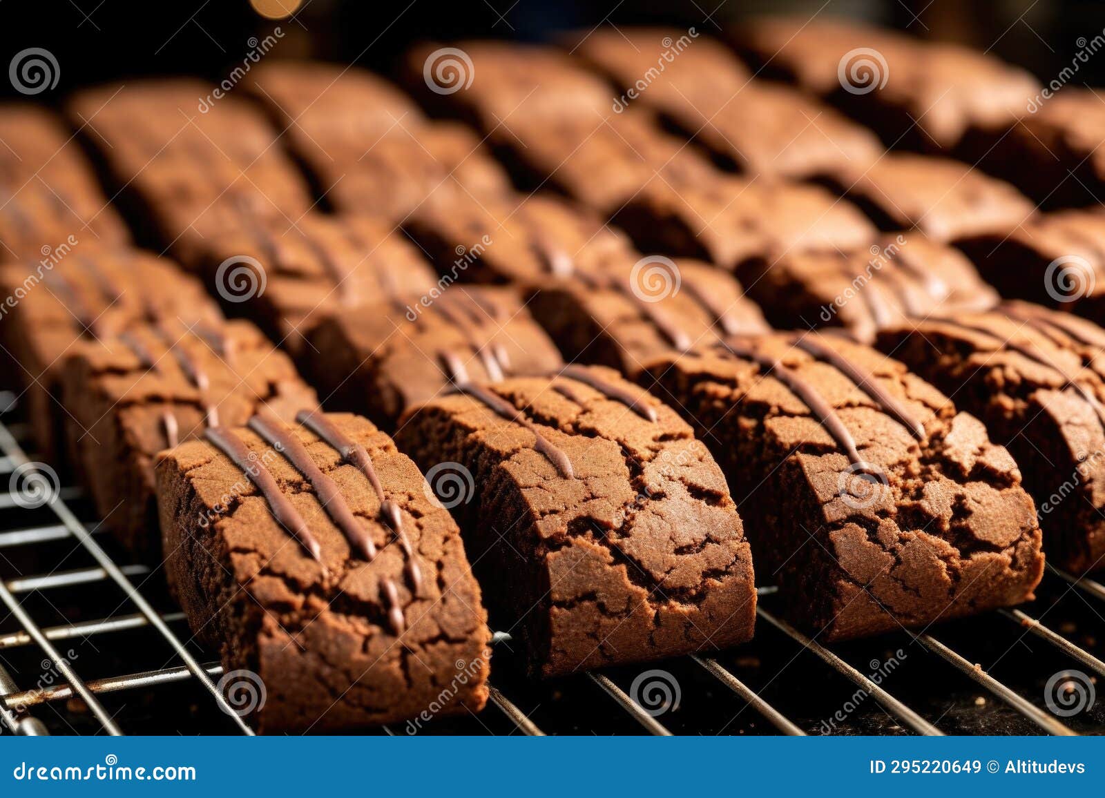 Row of Perfectly Baked Chocolate Biscuits Stock Image Image of