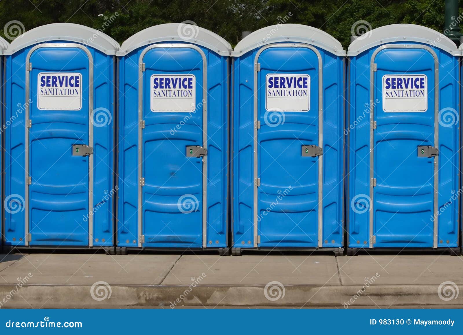 row of portable toilets