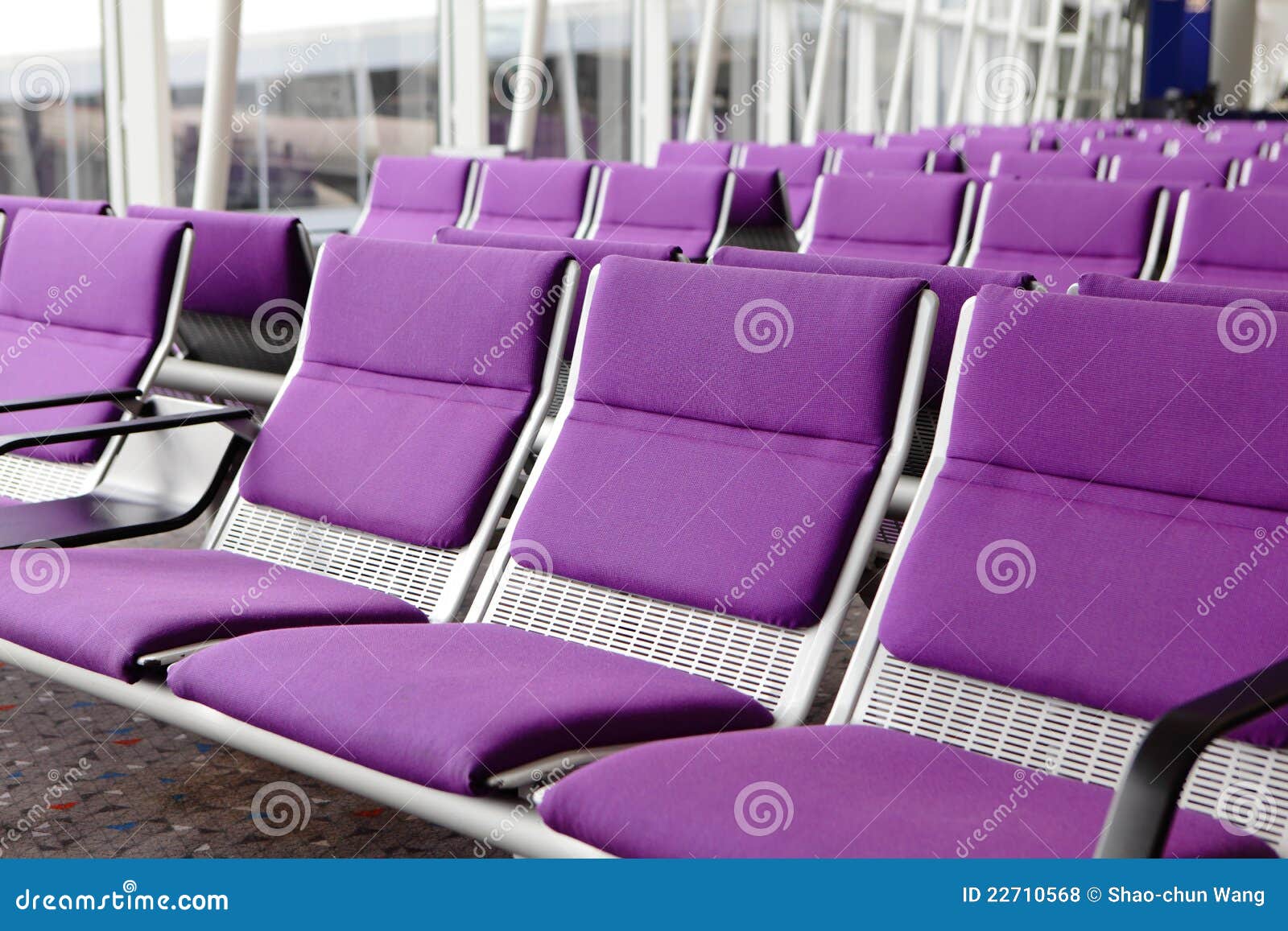 Row of Purple Chair at Airport Stock Photo Image of hall, boarding
