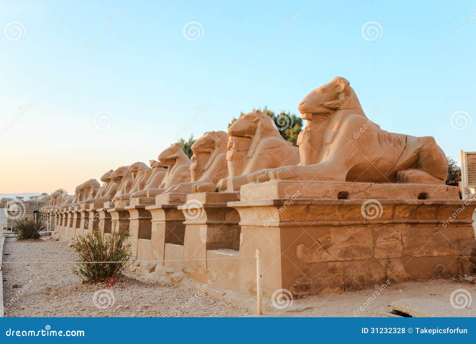 row of ram-headed sphinxes