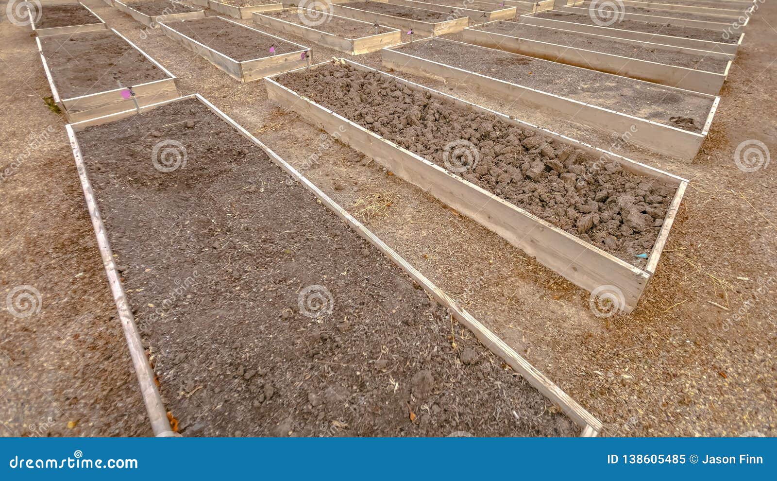 Row of Rectangular Raised Garden Beds with Faucets Stock Image Image