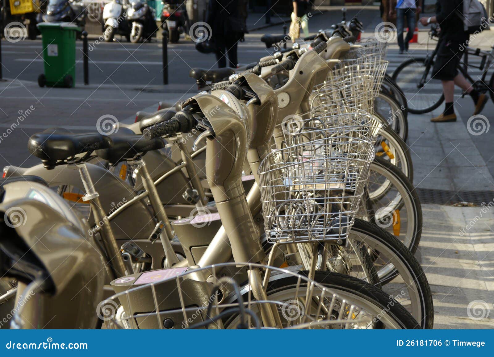 Row of Rental Bikes in Paris, France Stock Photo Image of ride
