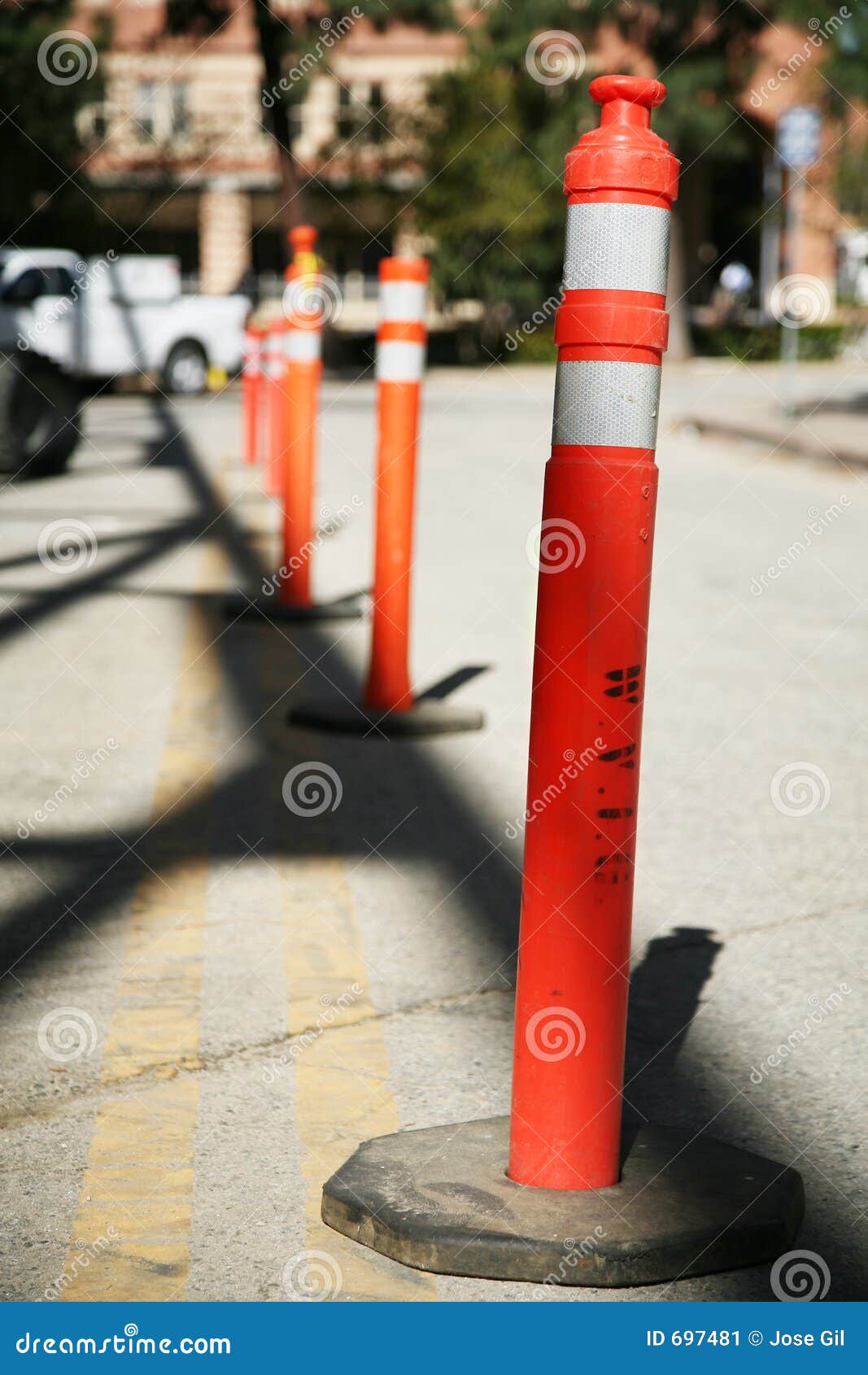 Row Of Safety Poles Stock Image - Image: 697481