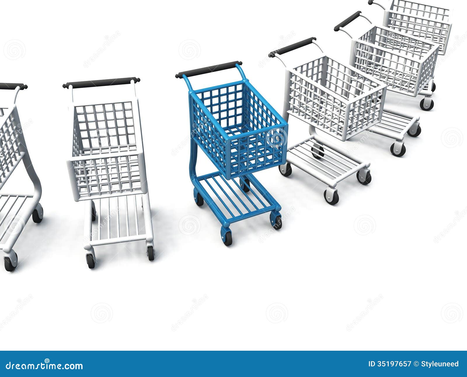Row of shopping carts stock illustration. Illustration of silver 35197657