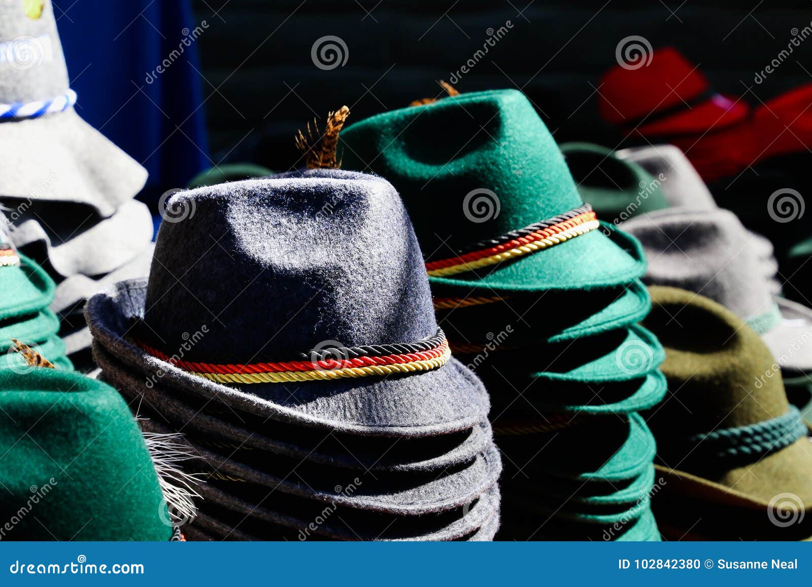 Traditional German Hats at an Oktoberfest Celebration Editorial Image -  Image of topped, decorated: 102842380