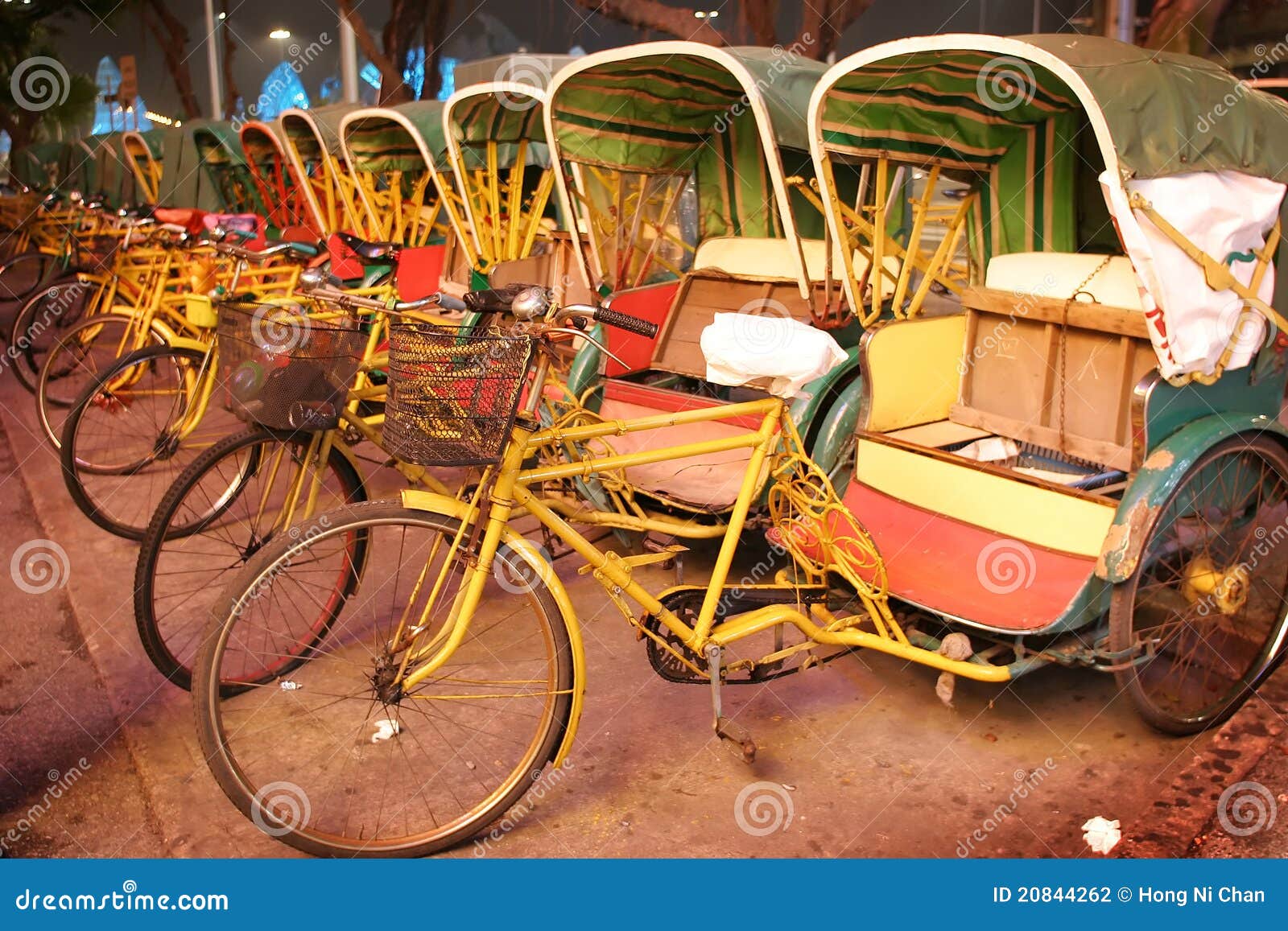 row of trishaw, macau