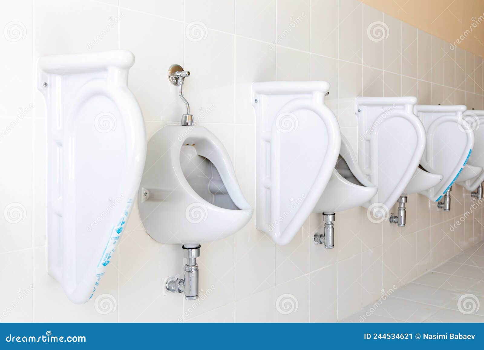 Row of Urinal Toilet Blocks in Men Public Toilet Stock Image Image of