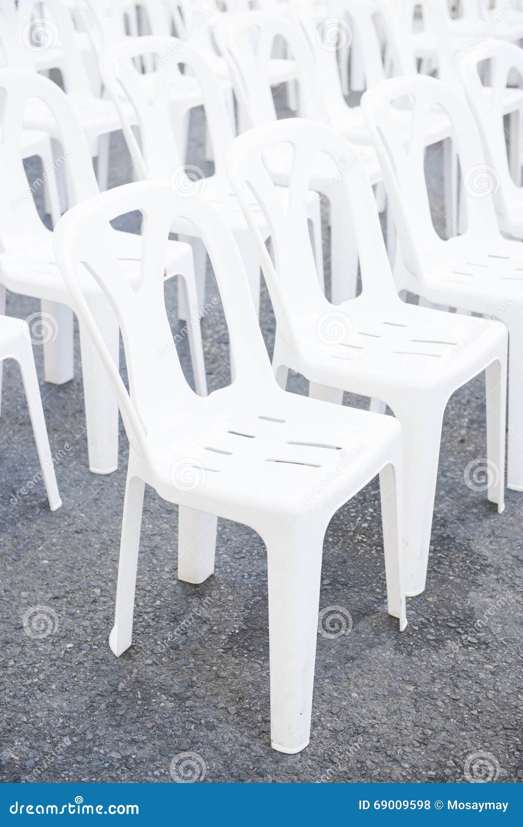 Row of White Plastic Chairs in Outdoor Event Stock Photo Image of