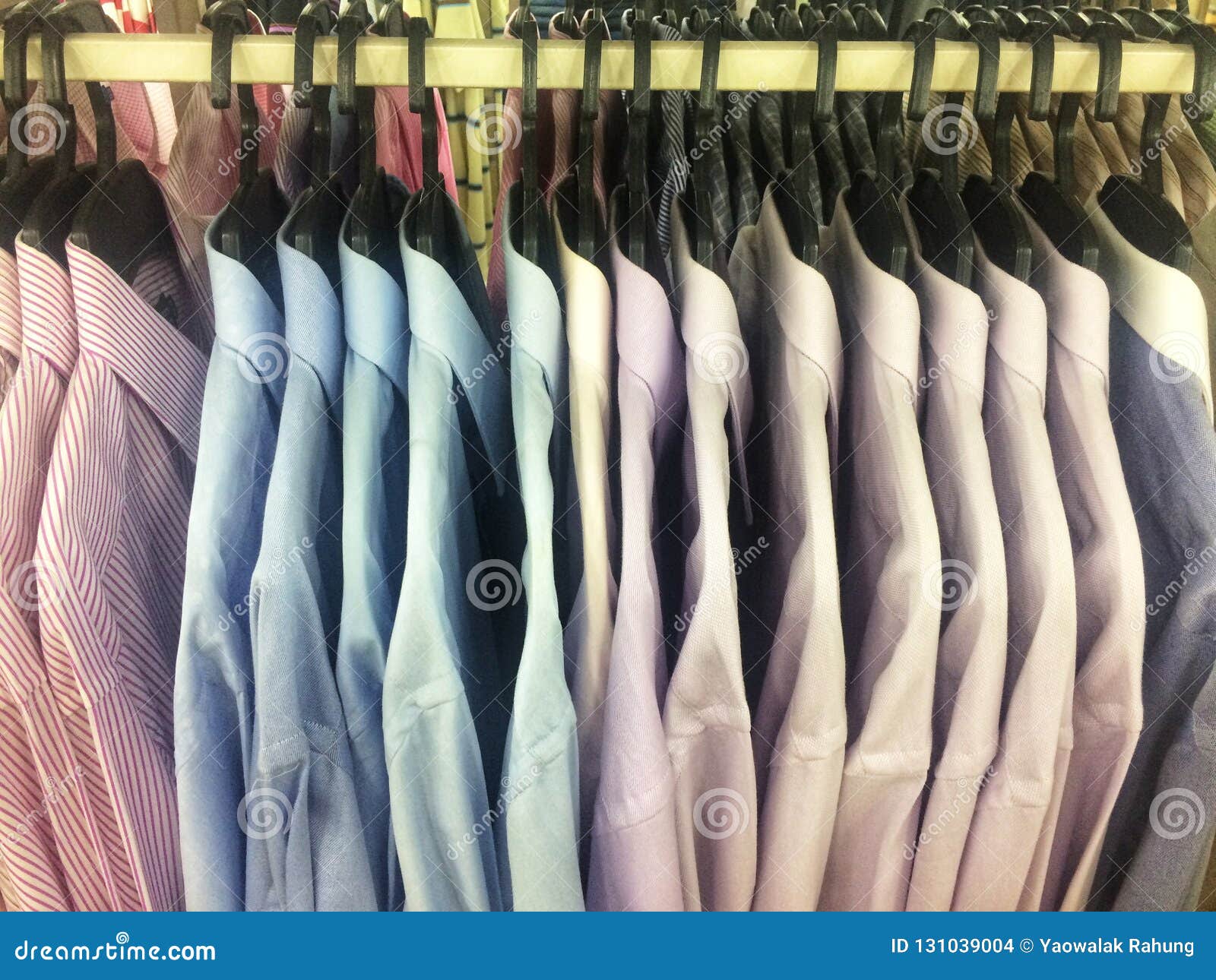 Row of Working Shirt Hanging Orderly on Cloth Shop Stock Photo - Image ...