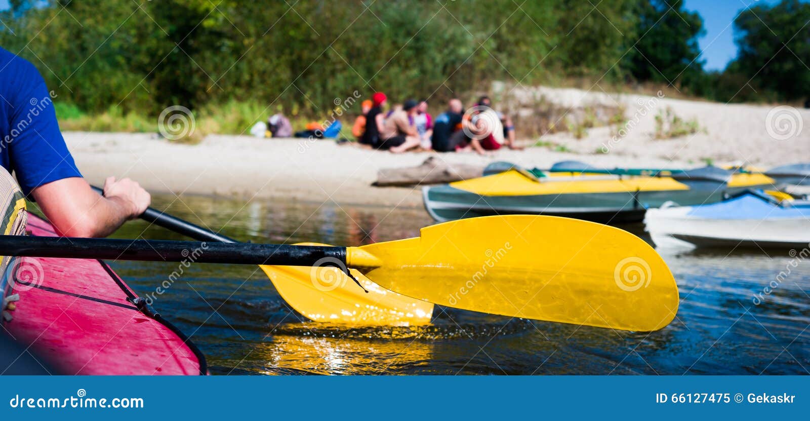 Rowers On Canoe Floating RoyaltyFree Stock Photography CartoonDealer