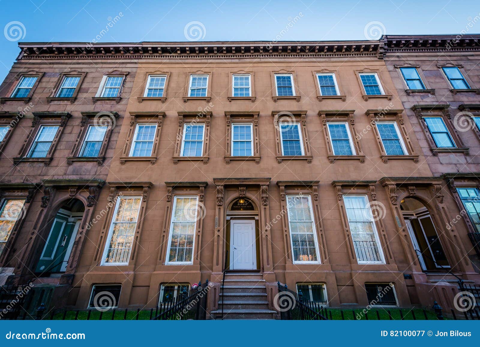 Rowhouses on Franklin Square, in Baltimore, Maryland. Stock Image