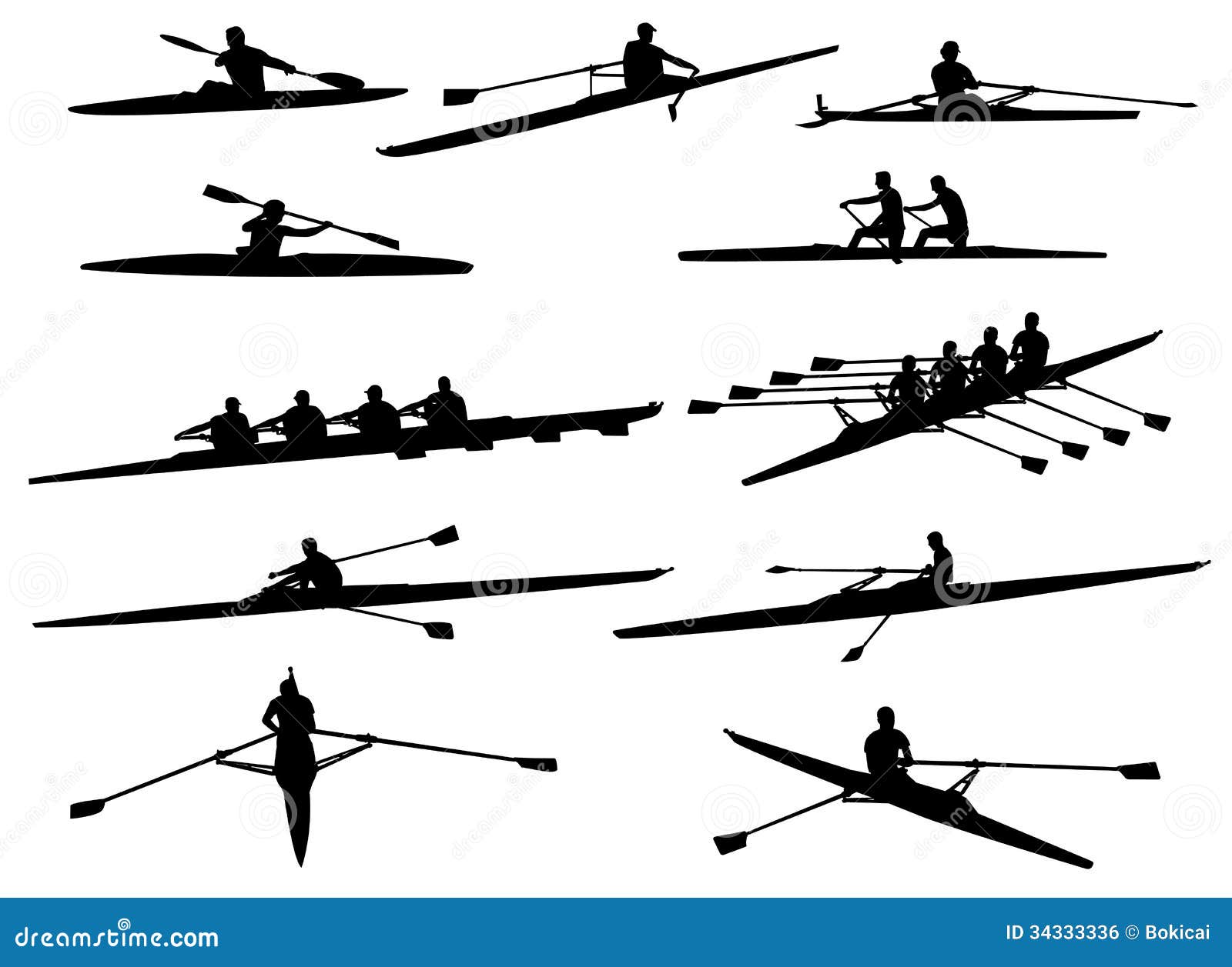 rowing silhouettes