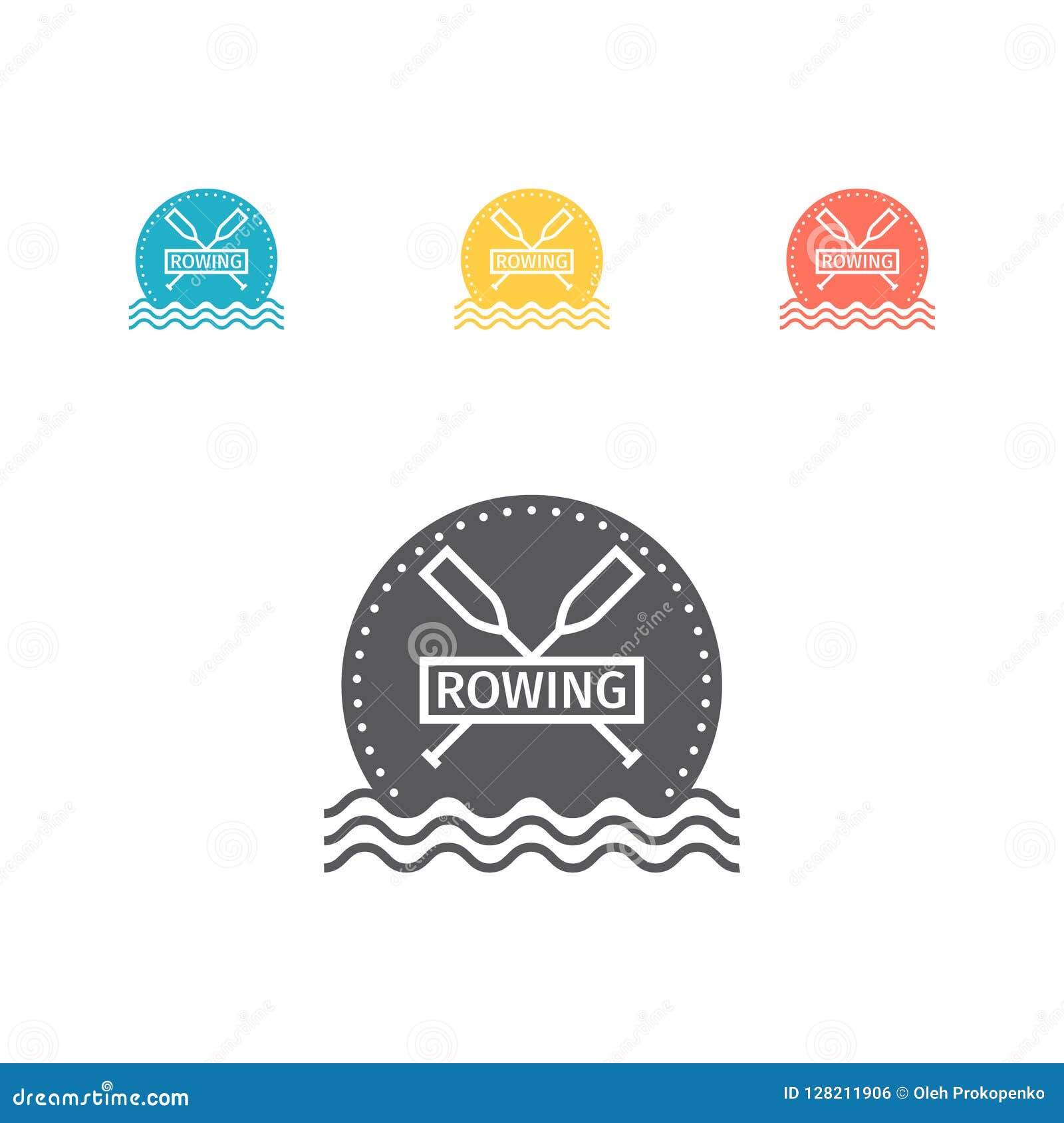 Rowing Team Logo. Vector Emblem. Flat Icon. Stock Vector Illustration