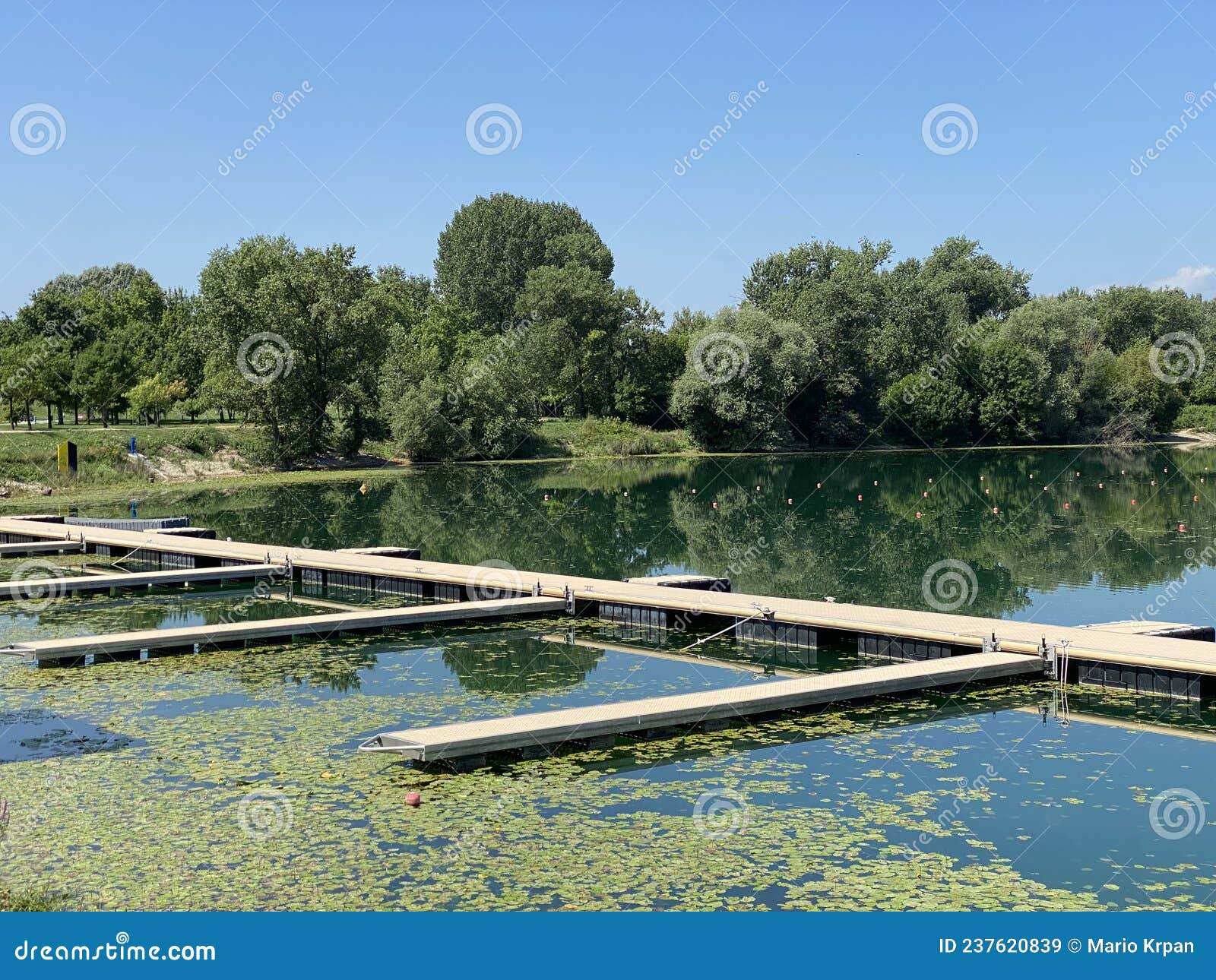 rowing trail on lake jarun or rowing trails on jarun`s lake, zagreb - croatia / veslaÃÂka staza na jezeru jarun