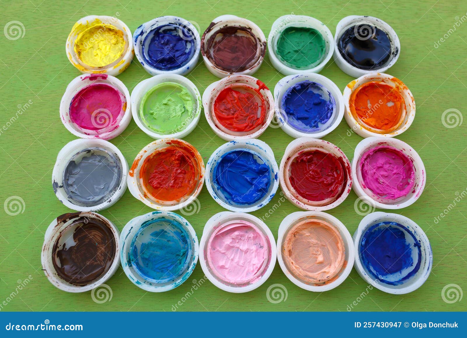 Multi Colored Paint Pot Lids Stock Image Image of orange, colored