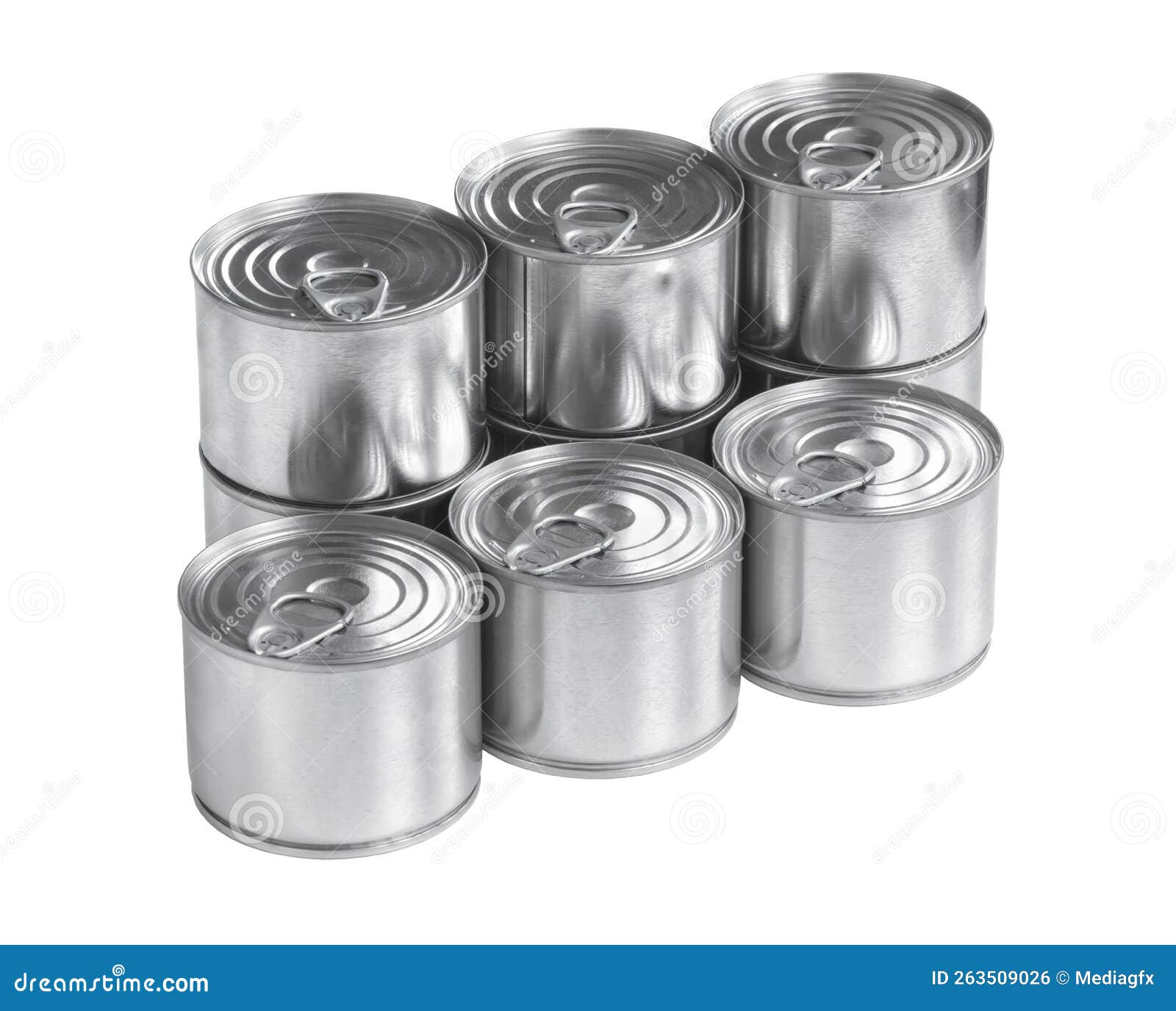 Rows of Canned Food in Metallic Jars on White Stock Photo Image of