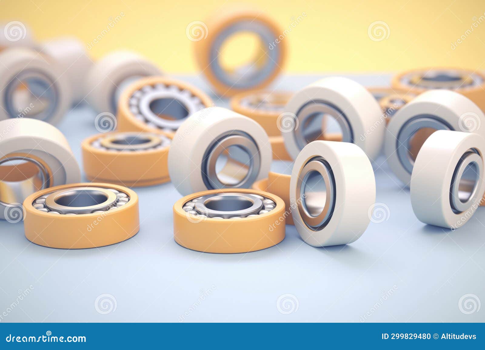 Rows of Ceramic Roller Bearing for Industrial Applications Stock Photo