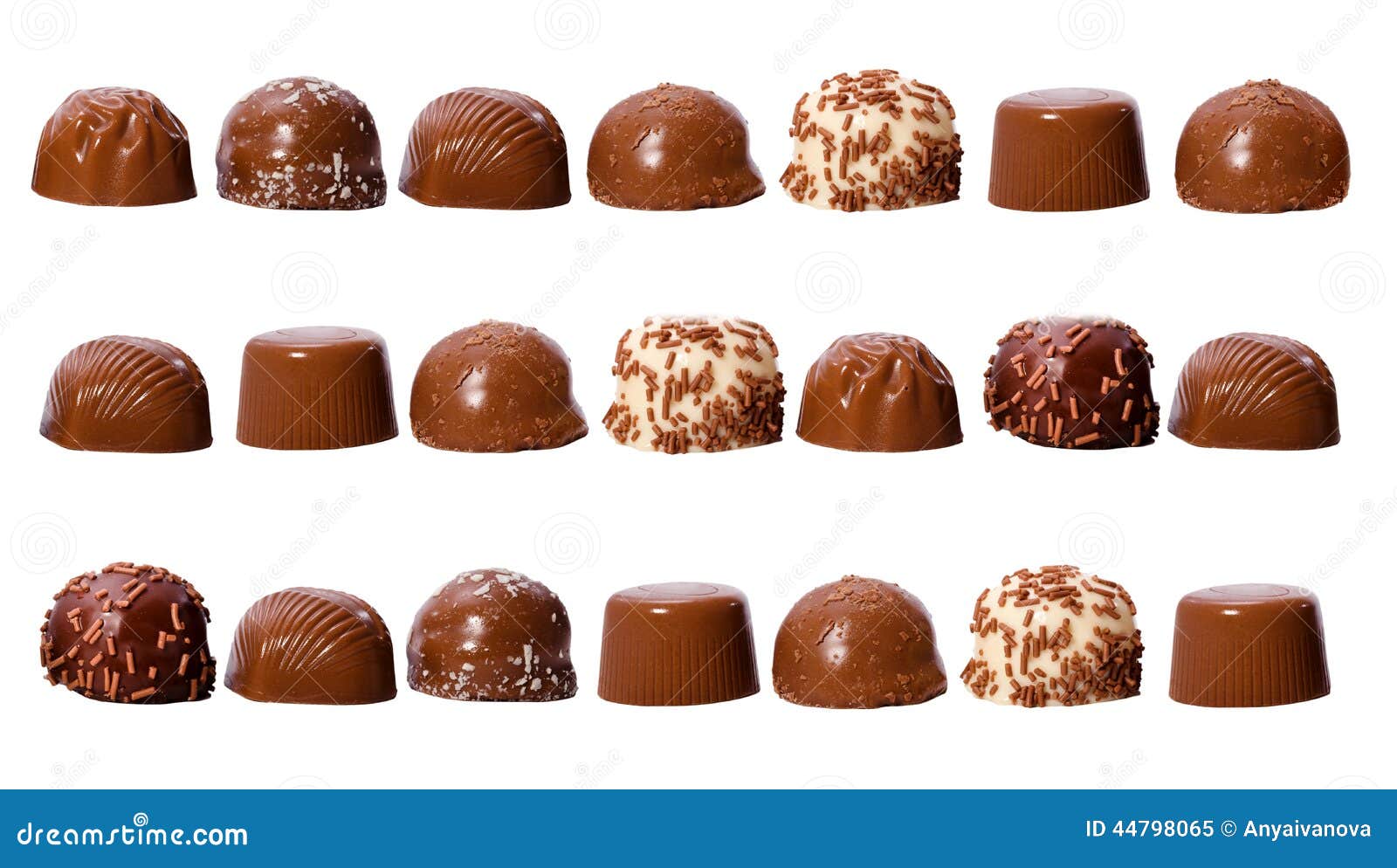 Rows of chocolate pralines stock image. Image of nutrition 44798065