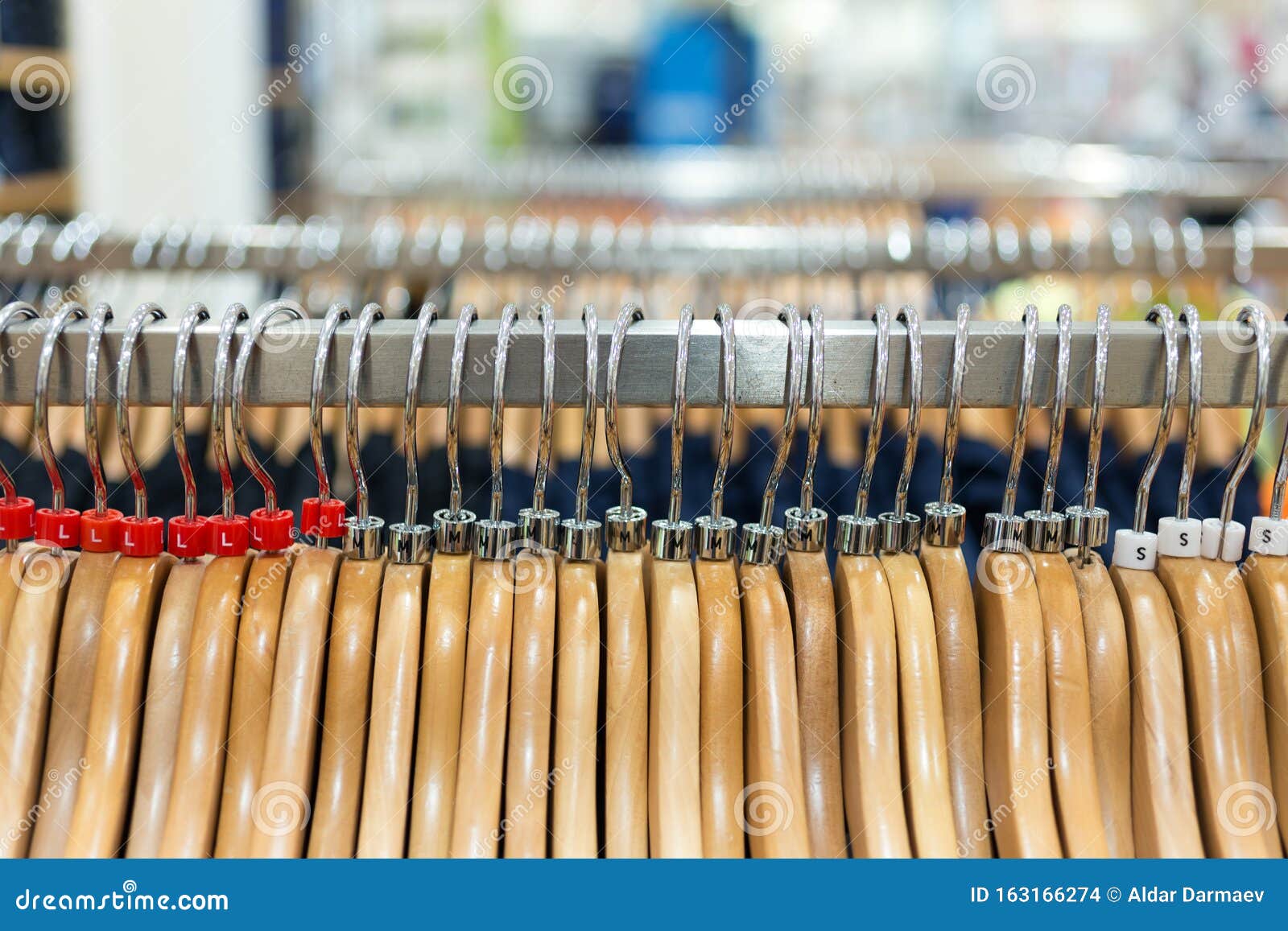 Rows of Clothes Hangers Rack, Close Up Stock Photo Image of dress