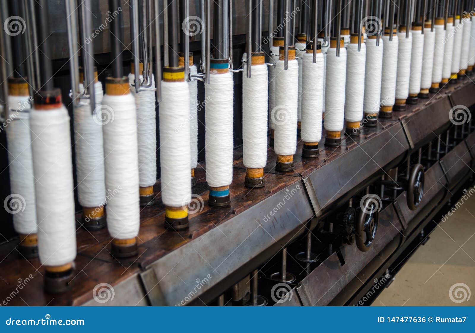 Rows of Cotton Threads on Vintage Automatic Loom Stock Photo Image of