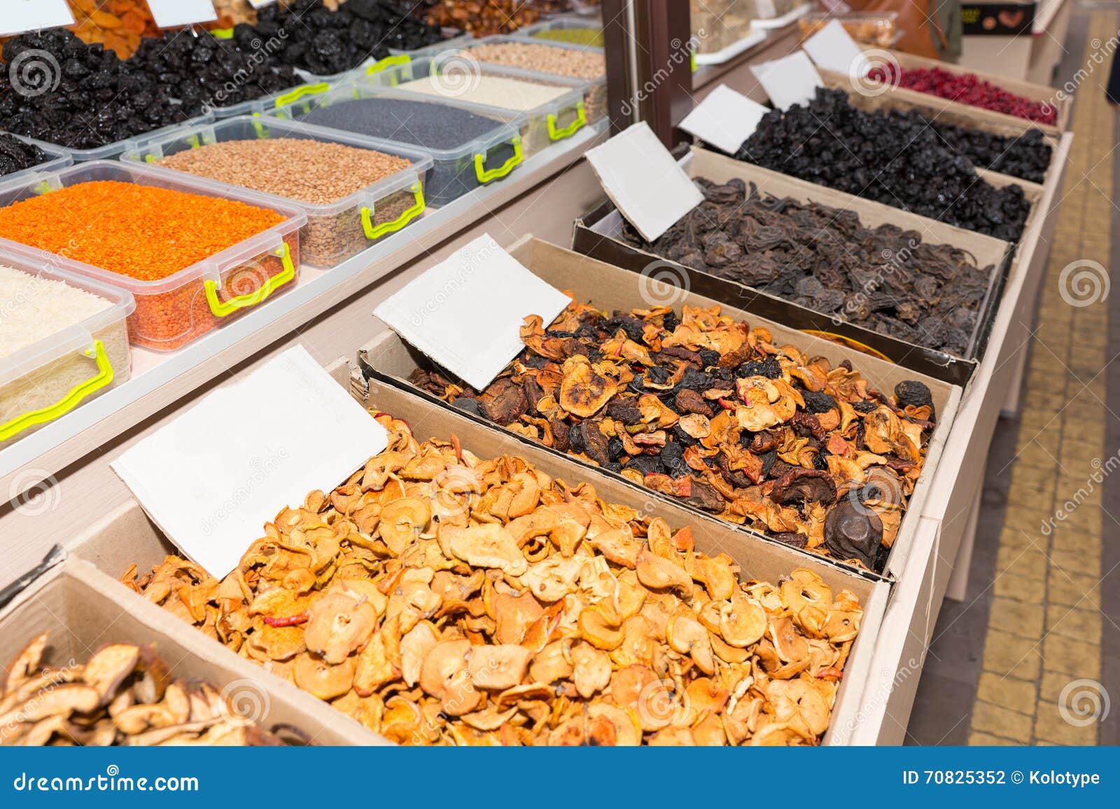Rows of Dried Goods in Bulk Market Store Stock Photo Image of